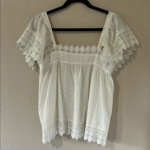 Boho White Lace Top | Entro | Small | NWOT